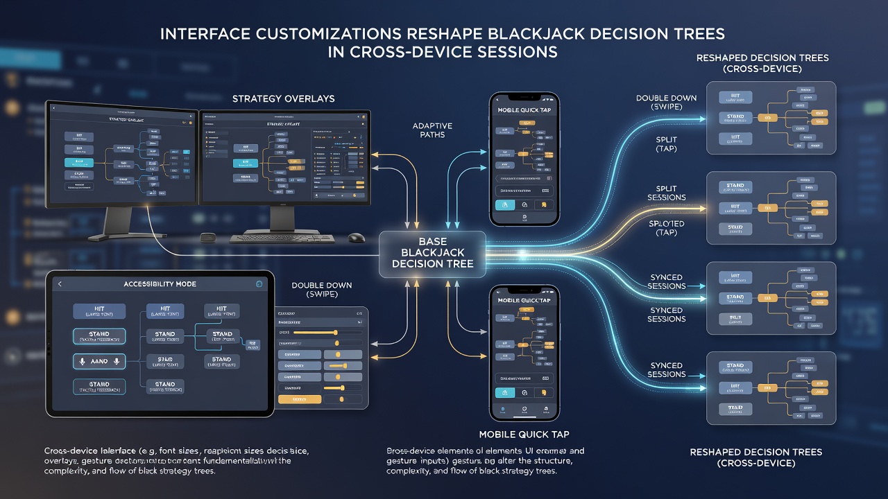 Visualisierung von Entscheidungsbäumen bei Blackjack mit mobilen und Desktop-Oberflächen